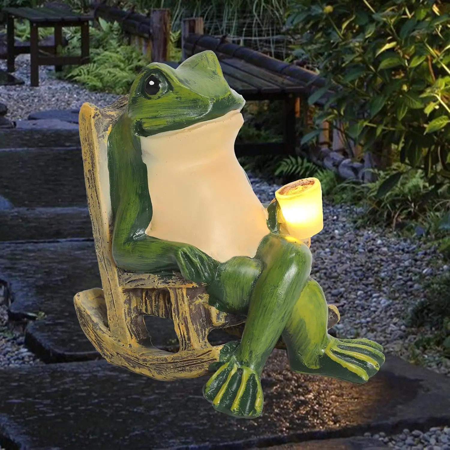 

Miniature Frog Garden Statue Solar Light Outdoor Decor Frog Figurine for Outdoor Indoor Home Lawn Yard Balcony Porch Patio
