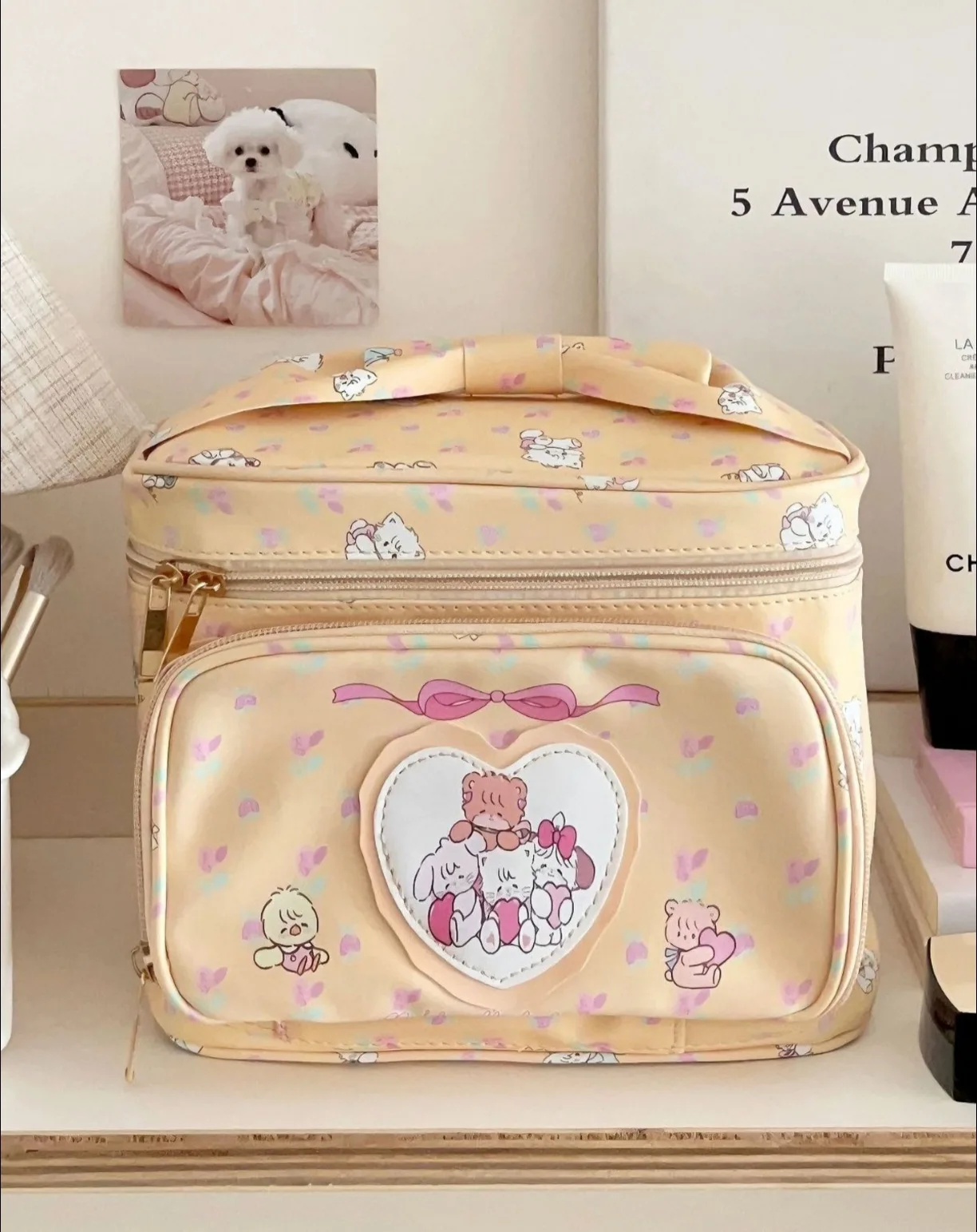 Mikko Cartoon Makeup Bag Large Capacity Cute Princess Cosmetic Organizer Handbag Portable Travel Storage Bag For Girls Women