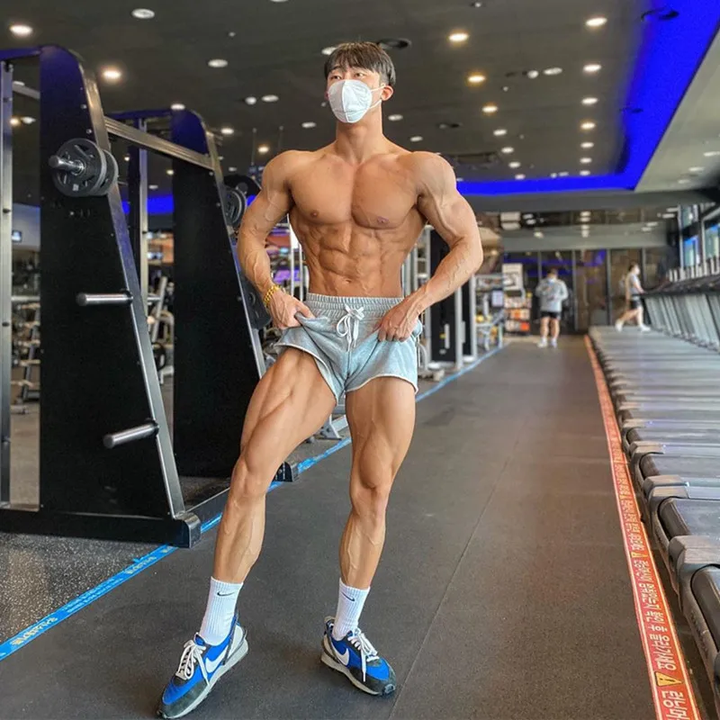 2024 solid color terry hem shorts men's fitness training iron three-quarter pants men's home casual shorts