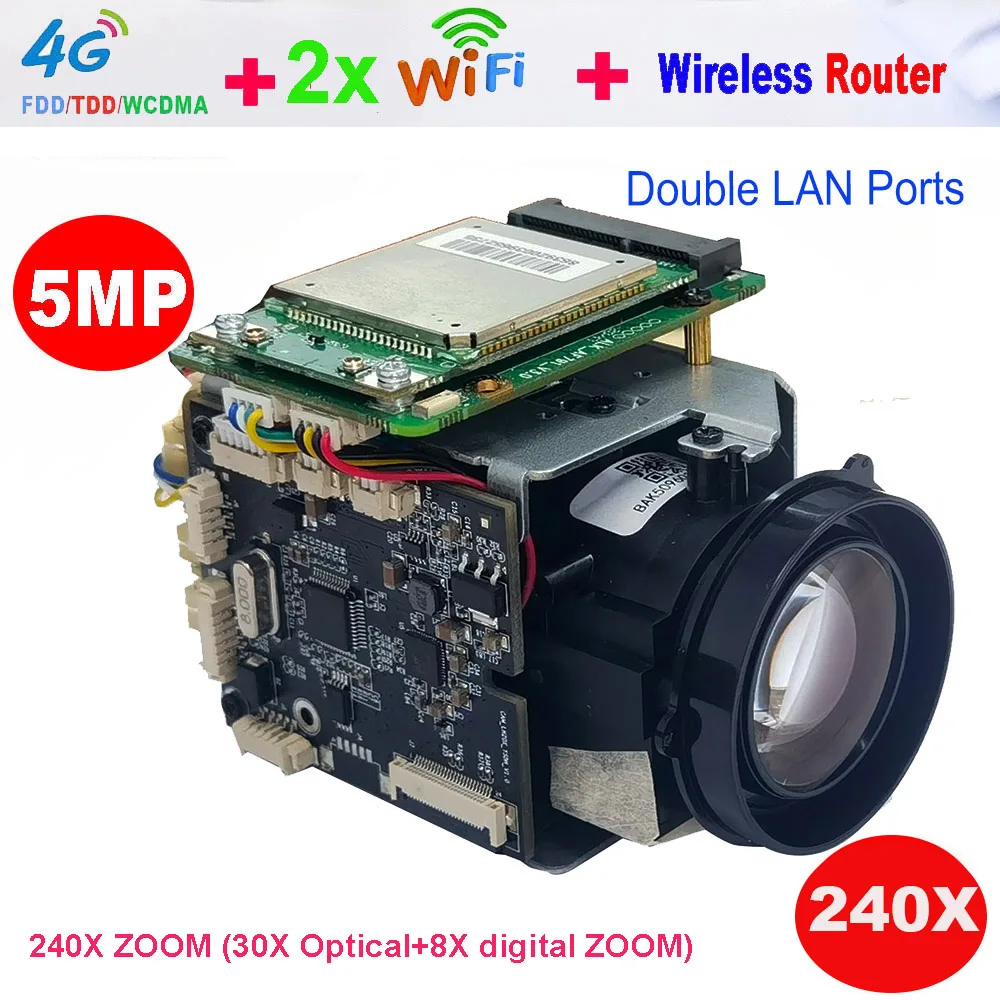 

CamHipro 4G 2x Wifi Wireless 5MP 240X ZOOM Humanoid SONY IMX 335 IP Camera DV Recorder Support SD MIC Speaker 4G SIM