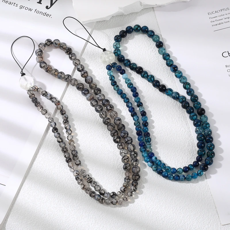 Simple Natural Stone Long Style Mobile Phone Chain For Hang Neck Cellphone Hanging Rope Men Anti-Lost Telephone Chain Lanyard