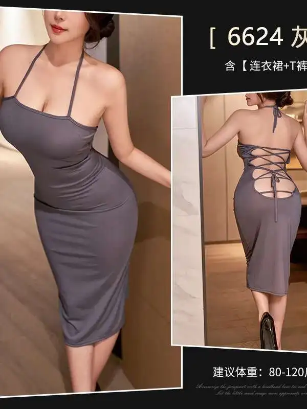 Escritório moda casual senhoras professor uniforme roupas role play feminino sexy suspender saia roupa interior encantador doce vestido yvuo