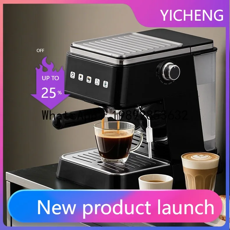 Coffee machine semi-automatic high pressure extraction milk foam smart color screen small household mini coffee~