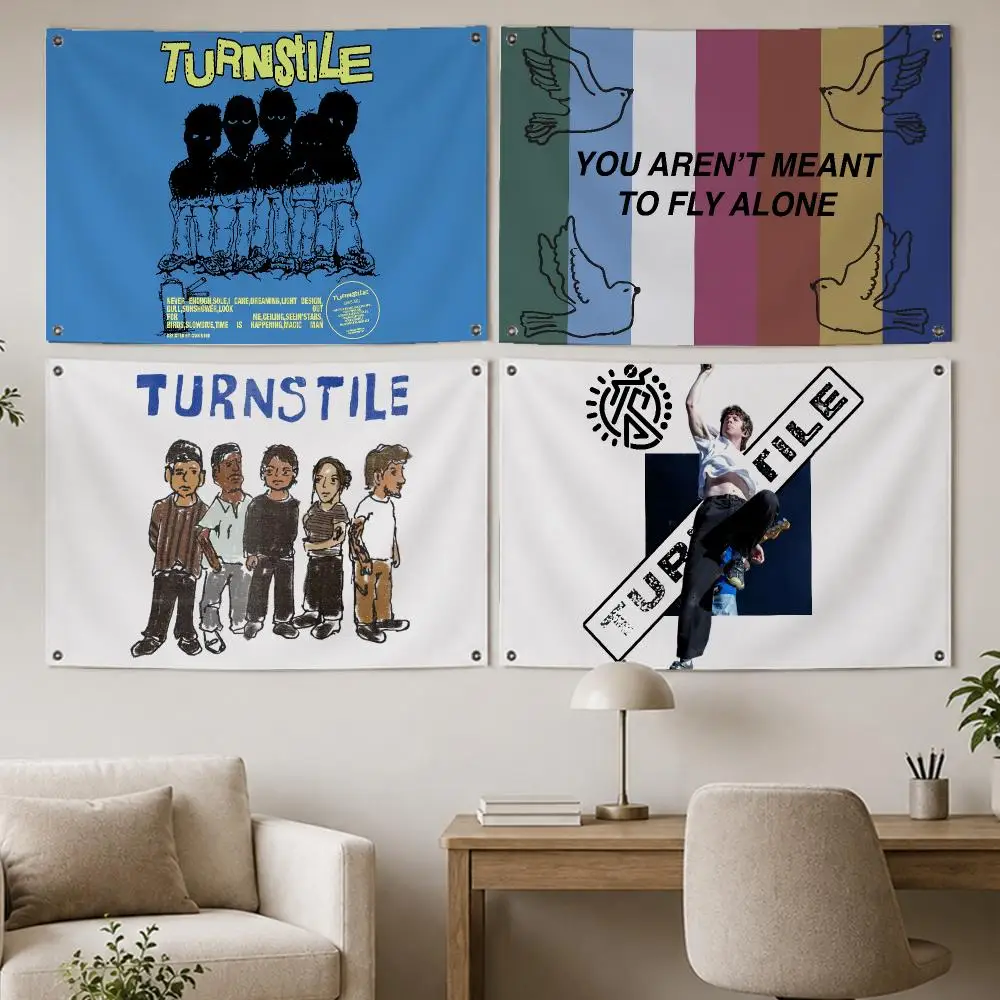 Punk Band Turnstile Flags Room Home Decor Wall‑Hanging Art Banner, Outdoor for Bedroom Party Background Decoration