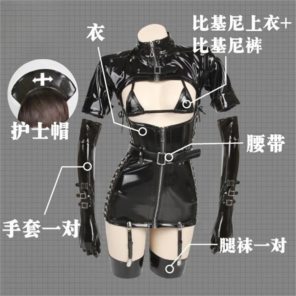 Dark Dynasty Original Design Dark Nurse Cosplay Woman Leather Costume Anime Punk Uniforms Dress Sexy Costumes Cosplay - Image 5