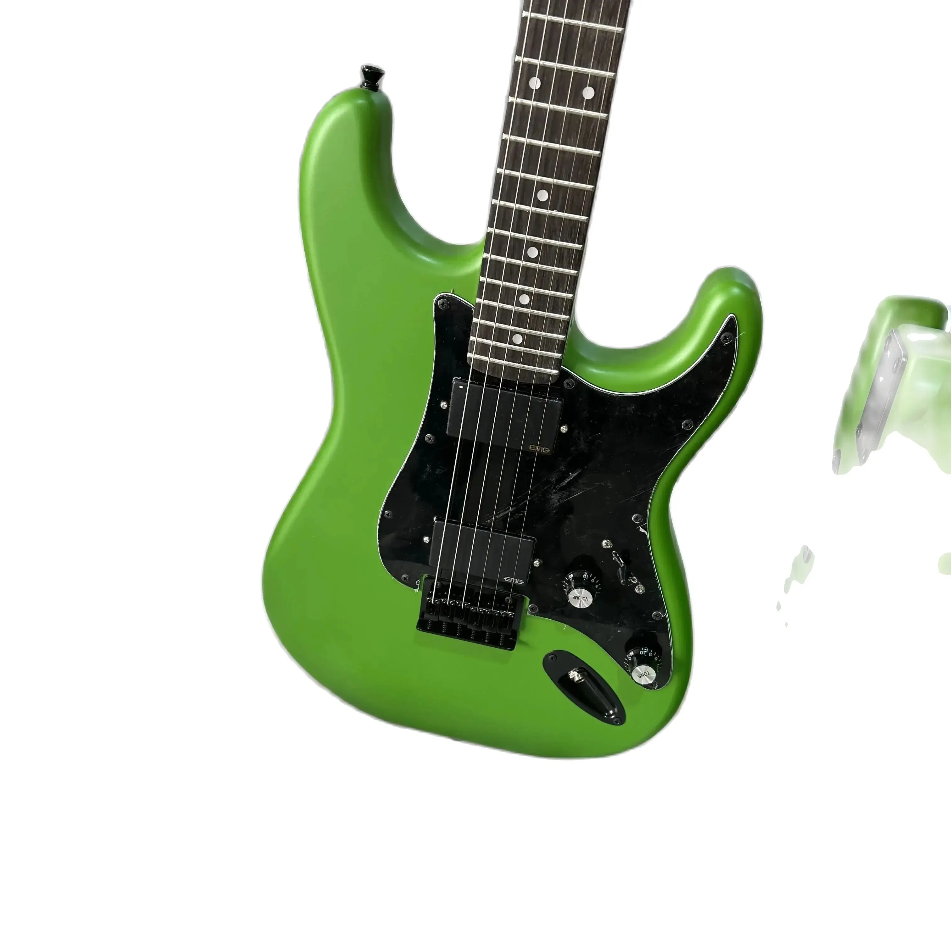 

S T гитара, зеленый цвет, сатиновая отделка, розетка из розового дерева, бесплатная доставка