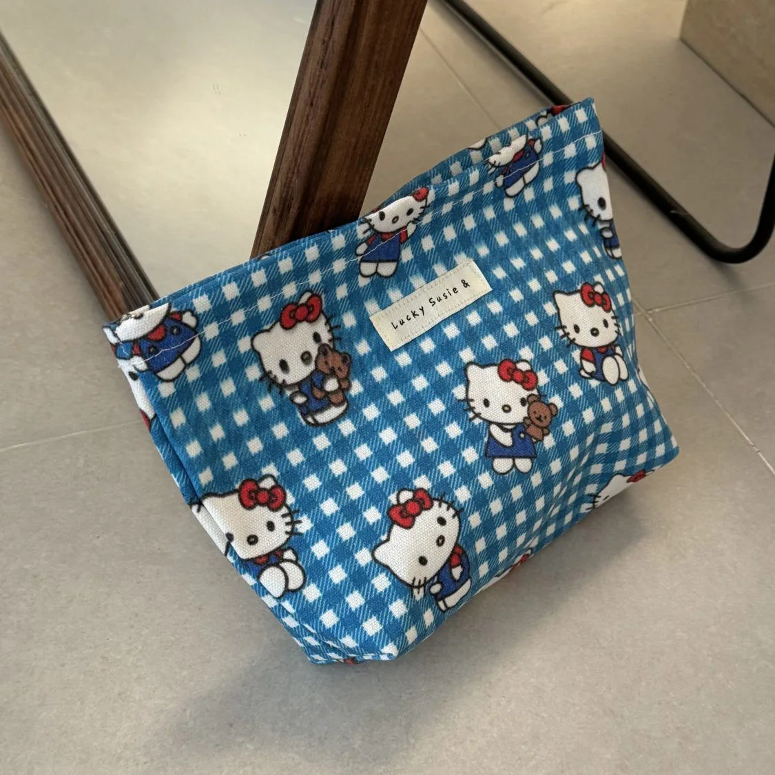 New Anime Sanrio Canvas Hello Kitty Printed Makeup Bag Kawaii Cartoon Travel Storage Niche Exquisite Toiletries Bag Girls Gift