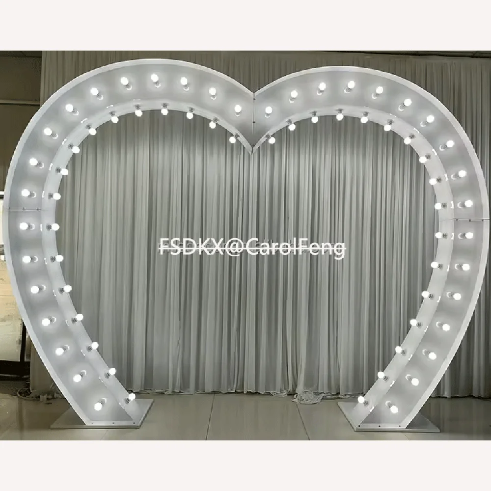 Factory Price Wedding Arch Stage Decor Led Love Heart Arch For Wedding Stage Heart Shape Wedding Stage LED Prop