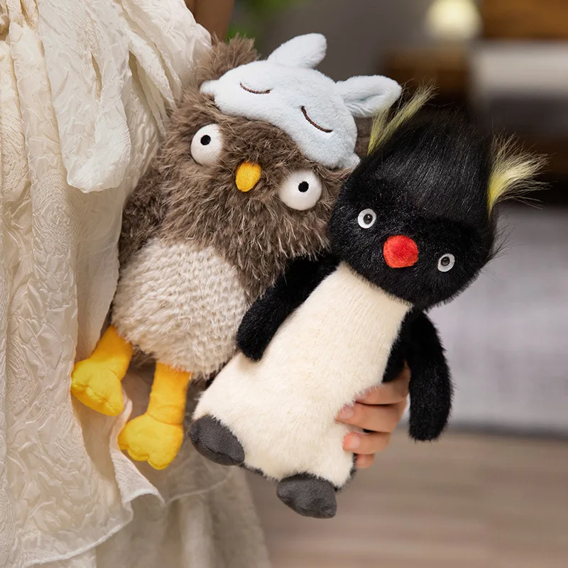 Neue Pinguin Augenklappe Eule Puppe Plüschtier Sound Einschlafen Baby Gebratener Pinguin Geschenk für Kinder Kindertag Weiches Stofftier