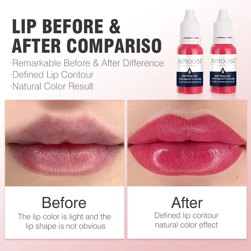 Pigment de maquillage permanent pour les lèvres AIMOOSI 15ML, pigments de micro-pigmentation pour les lèvres avec encres de tatouage certifiées REACH