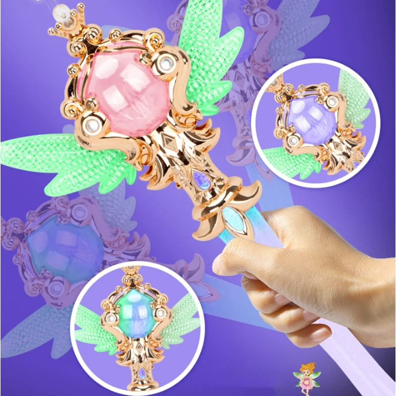 Girls Princess Crystal Magic Wand Kids Toys Beautiful Wings With Music Lights Magic Wand Little Girls Light-emitting Toys