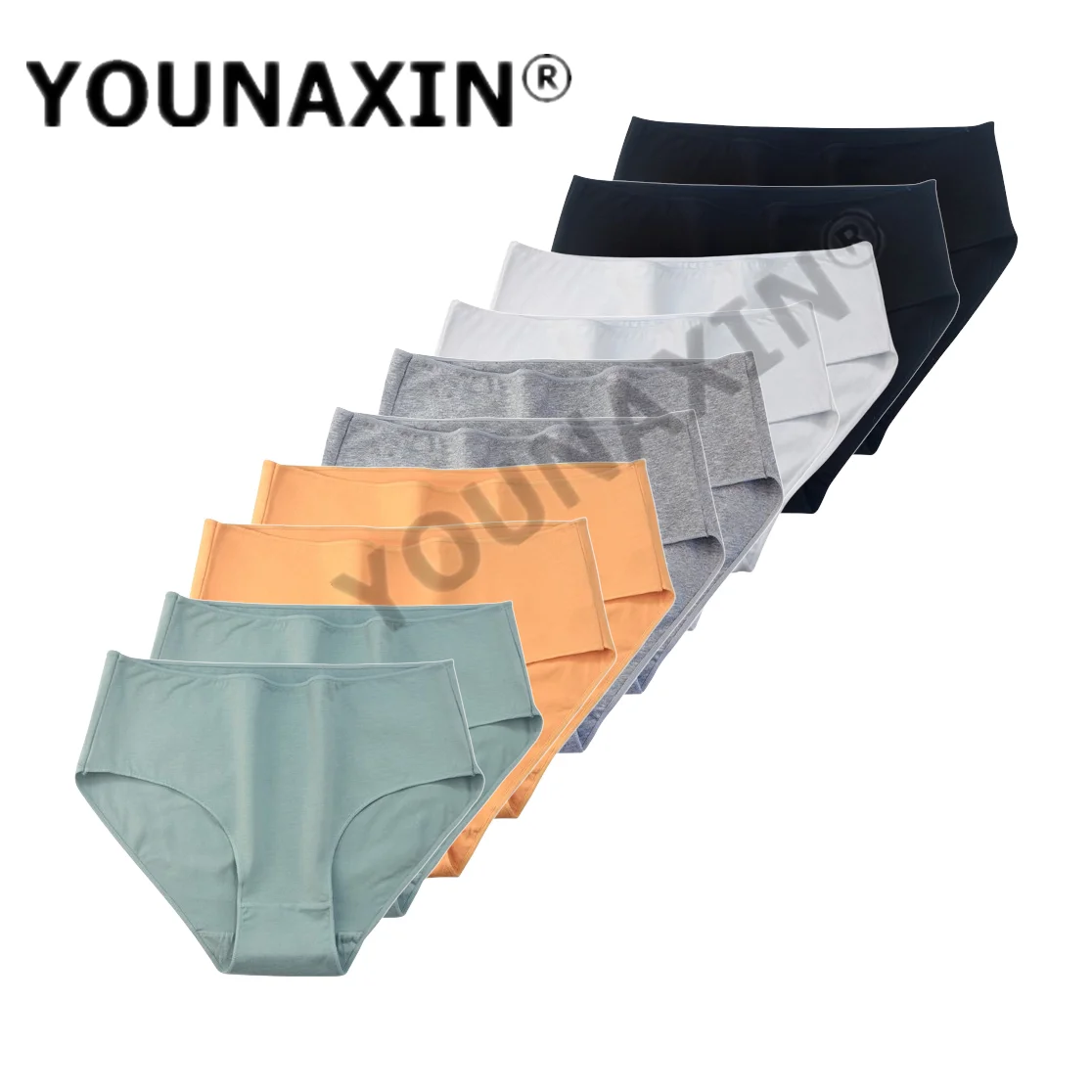 YOUNAXIN 10 قطع النساء الملابس الداخلية سراويل داخلية قطنية الملابس الداخلية منتصف الخصر الملابس الداخلية الفتيات سراويل كبيرة الحجم تنفس Undershorts M L XL