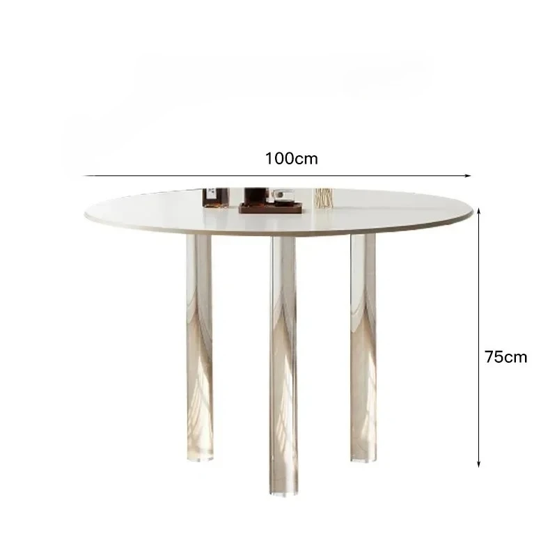 

Acrylic Round Slate Dining Table Small Apartment Modern Minimalist Dining Table Pure White Kitchen Table Restaurant Furniture