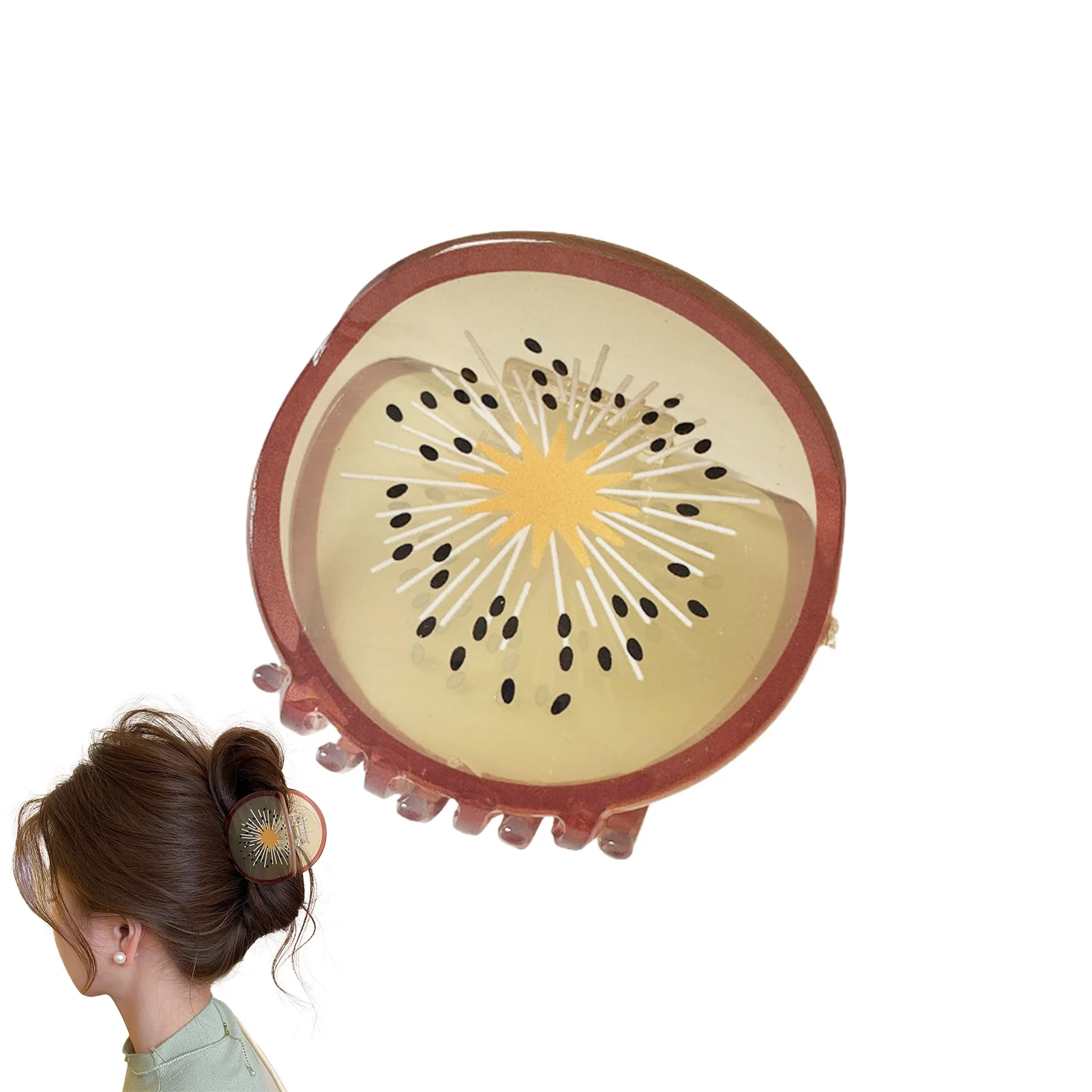 

Large Claw Clips for Thick Hair Kiwifruit Design Hair Barrettes Nonslip Claw Clips for Thick Hair Long Hair Curly Hair H9
