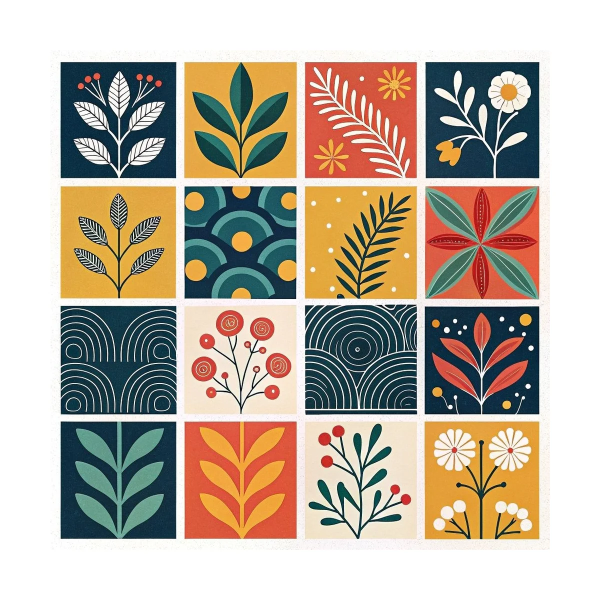 1PC 40X40CM/15.74in ,11Ct/14Ct Cross Stitch Kit Diy Valentine's Day Gift Embroidery Set For Festival,Botanical Tile Pattern