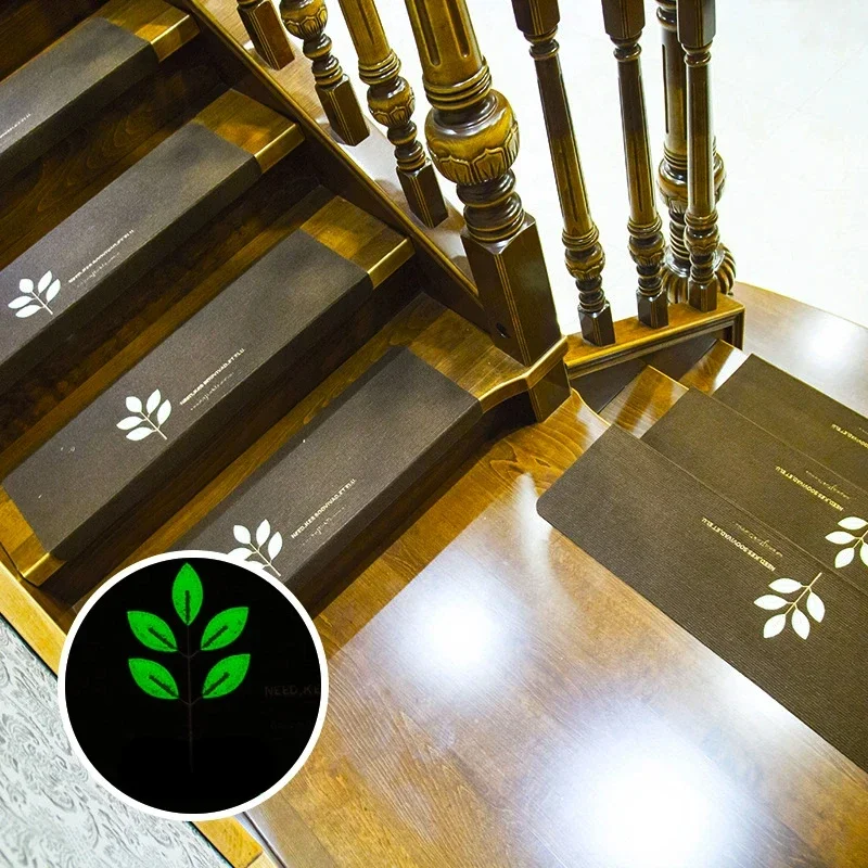 Luminous Soft Stair Stepping Mat Variety Pattern Self-adhesive Non-slip Water Absorption Stair Carpet Mat Protector Rug Mat