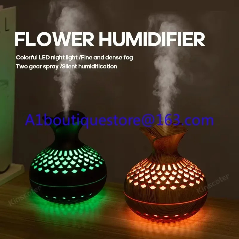 Home Office Portable Humidifier 7 Color Light Emitting Diode Night Light USB Wood Grain Ultrasonic Mist Air Humidifier