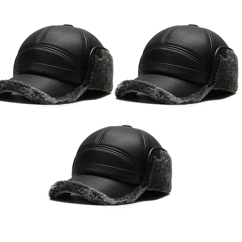 Outdoor Cycling Cold Proof Bomber Hat Winter Warm Baseball Cap for Men with Earflaps Soft Arctic Fleece Thick Windproof Dad Hat