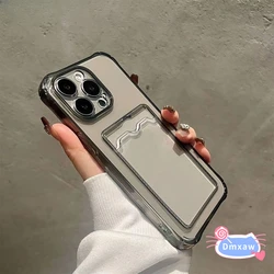 For iPhone 15 14 Plus 13 12 11 Pro Max XS Max XR X 7 8 Plus Phone Case Wallet Put Photo Card Package Transparent Soft Cover