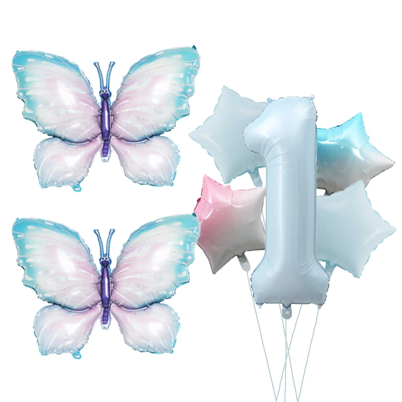 1Set Butterfly Foil Balloon Birthday Decoration for Girls Butterfly Birthday Party Supplies Princess Theme Groovy Party Supplies