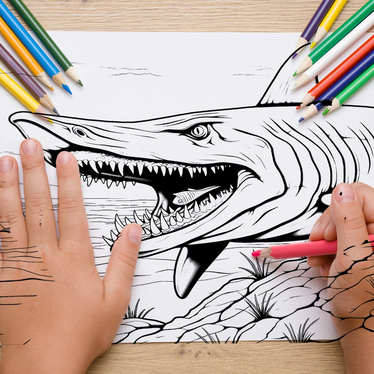 1pc イルカ宮殿鉛筆ぬりえブック厚みのある紙 25 ページのイラスト