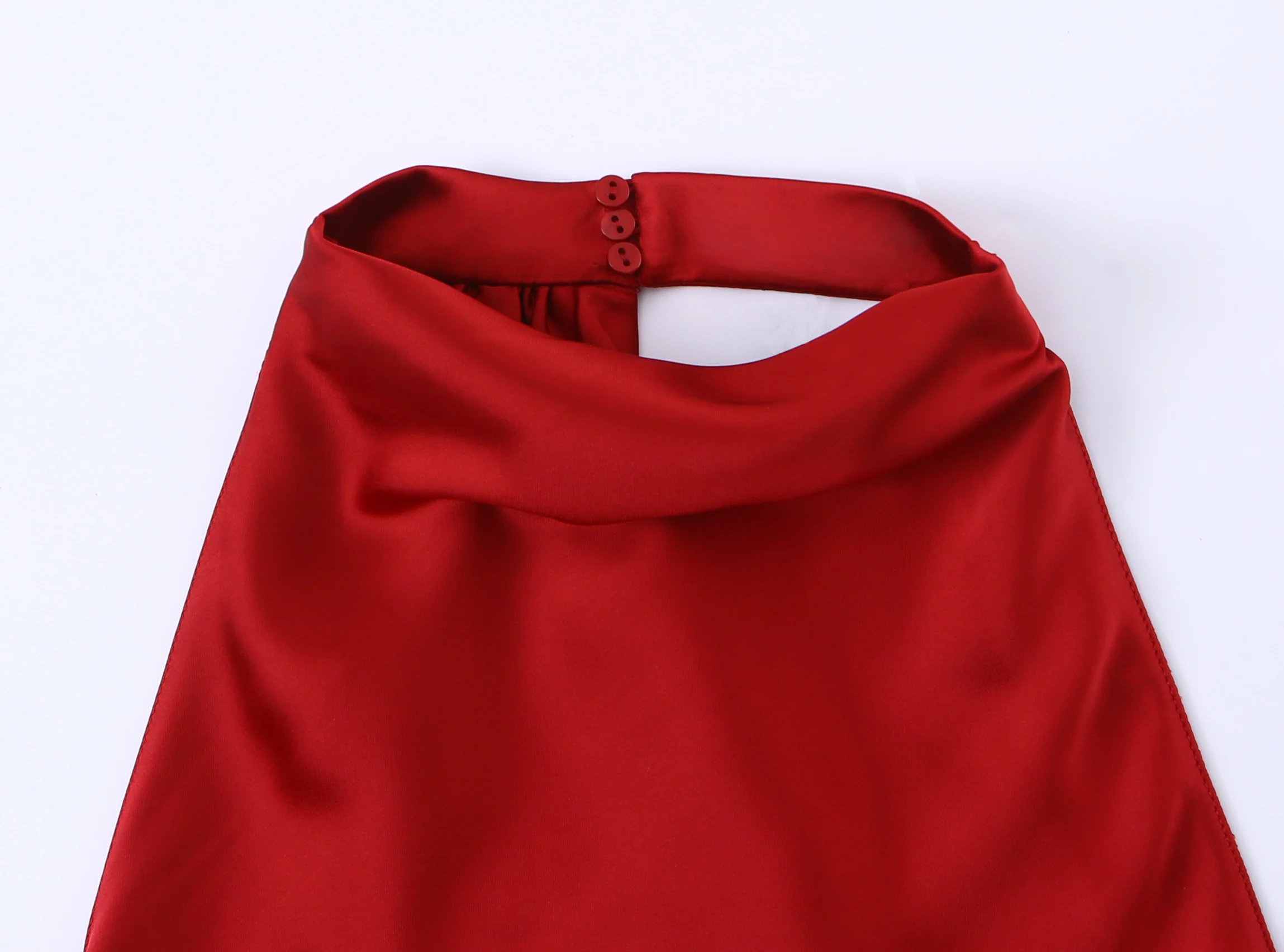 Women Halter Red Satin Maxi Dress Backless Evening Party Sleeveless Long Dresses