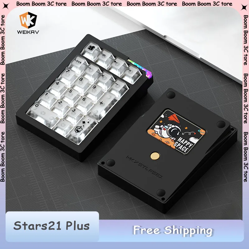 

Weikav Stars21Plus комплект механической клавиатуры 3 режима Bluetooth Беспроводная пользовательская RGB горячая замена цифровая клавиатура комплект алюминиевые подарки