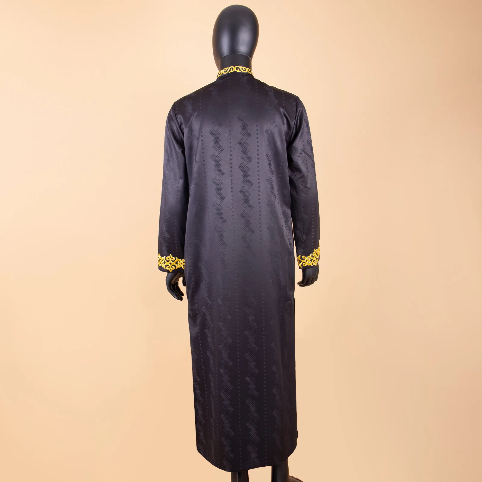 APTX Jacquard Mens Jubba Thobe Muslim Robe Long Sleeve Saudi Arab Kaftan Middle East Islamic Clothing T2014008