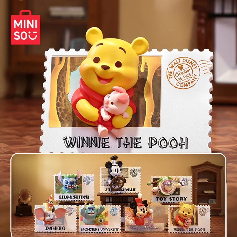 

MINISO Disney Retro Stamp Series Blind Box Toys Kawaii Anime Action Figure Caixa Caja Surprise Mystery Box Dolls Girls Gift