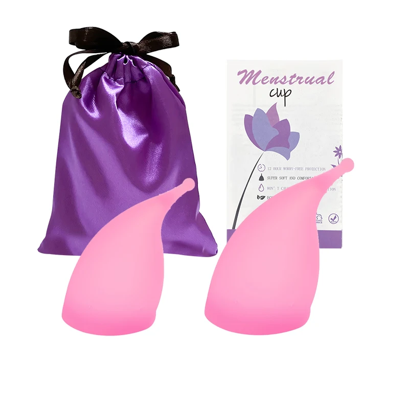 

2pcs Women's Menstrual Cups with Storage Bag/Soft 12-Hour Leakproof Reusable Period Cup