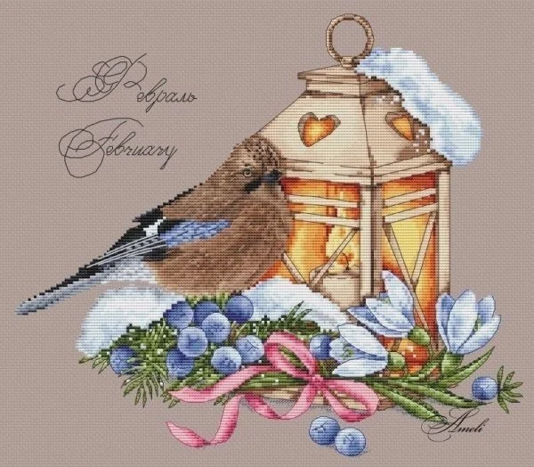 

Cross Stitch Kit Let Cat Winter Birds and Lights 43-39 28ct 32ct 14ct Metallic fabric Cloth hand Embroidery Material Kit