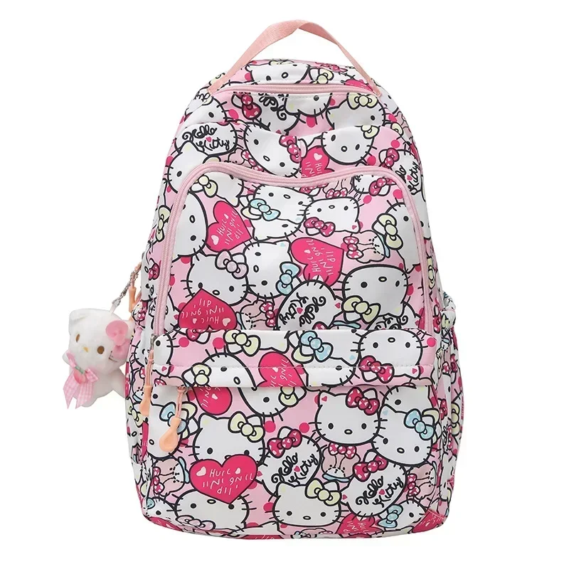 Sanrio junior high school student backpack hello kitty girl ins cute pink schoolbag travel storage bag handbag