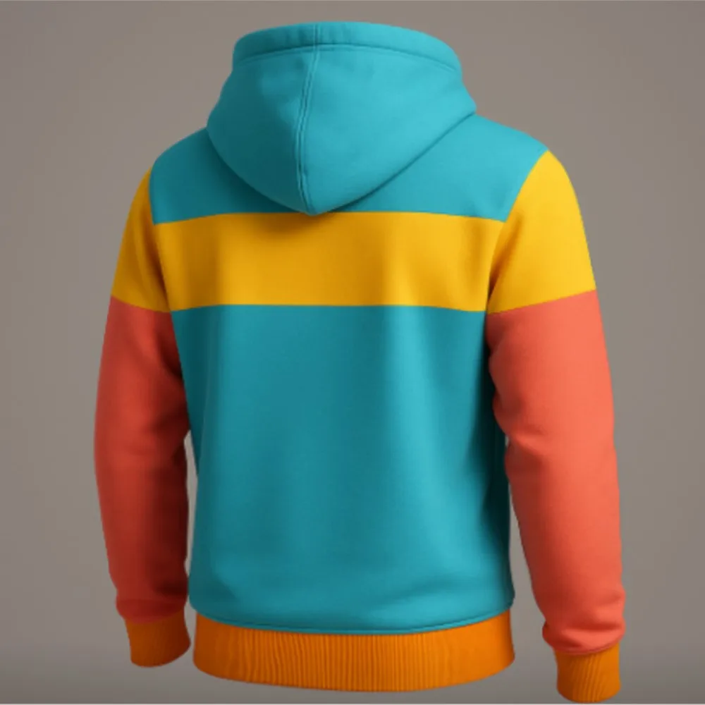 2026 New Trendy 3D Adult Hoodie With Novel Color Blocking Pattern And Kangaroo Pocket For Daily Wear Hooded Sweatshirt