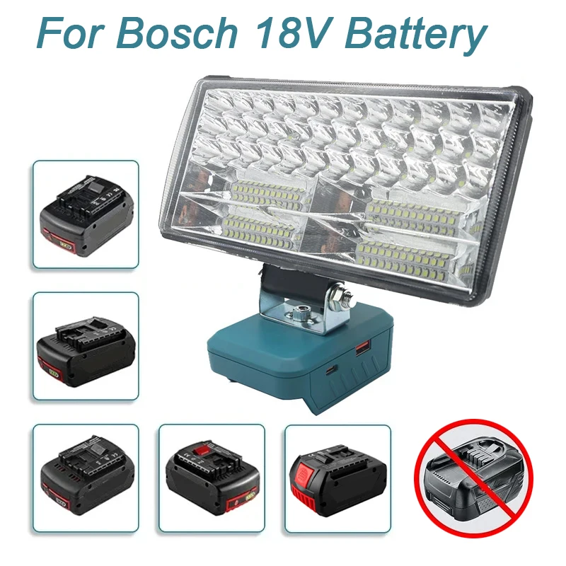 3/4/5/8 Inch LED Work Light Flashlight for Bosch 18V Li-ion Battery Cordless Jobsite Light Spotlight with 18W USB Type-c Output