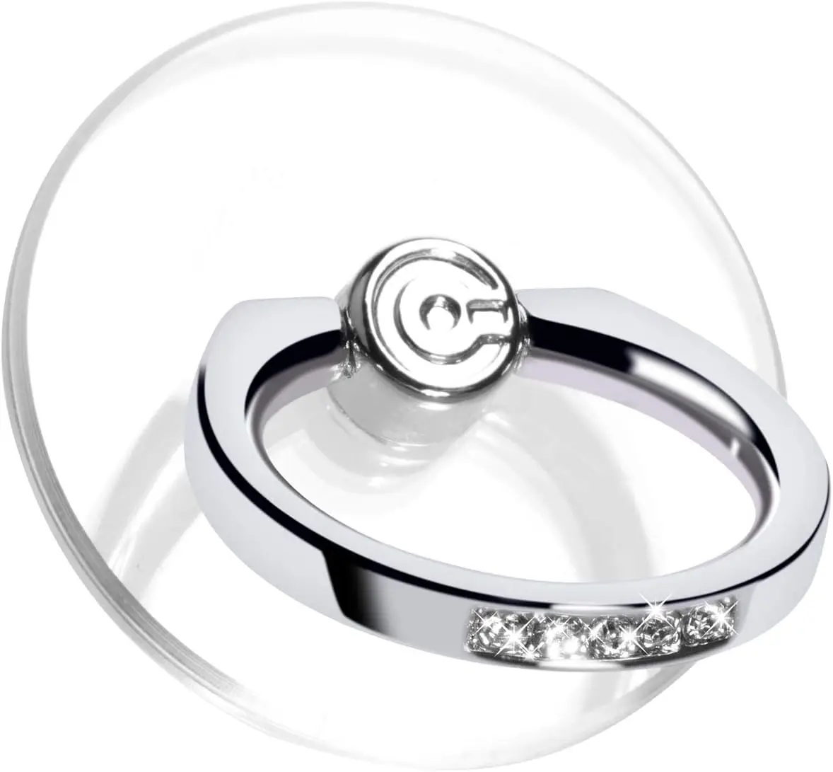 

Transparent Phone Ring Holder Grip - EI Sonador Clear Cell Phone Ring Stand Holder Finger Grip Kickstand 360° Rotation, Compatible with Most of Phones, Tablets and Case (2 Silver Diamond)