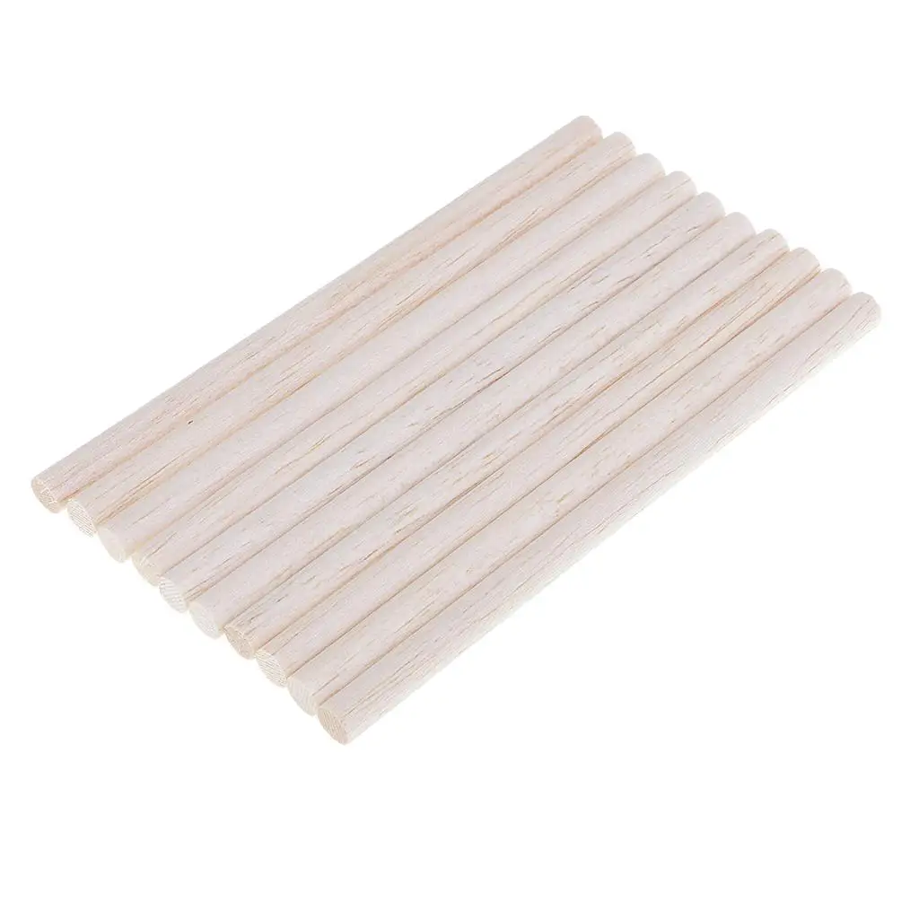 10 Pieces Balsa Wood Unfinished Wood Round Stick Dowel Rod DIY Craft