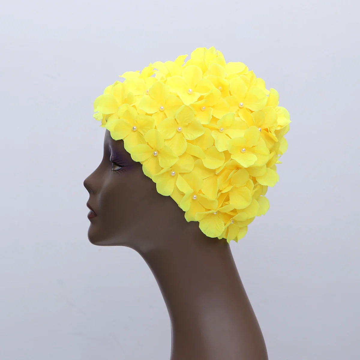 Moda flor pétala touca de natação para mulher elegante floral chapéu de natação reutilizável touca de banho macia pele-amigável antiderrapante ajuste seguro