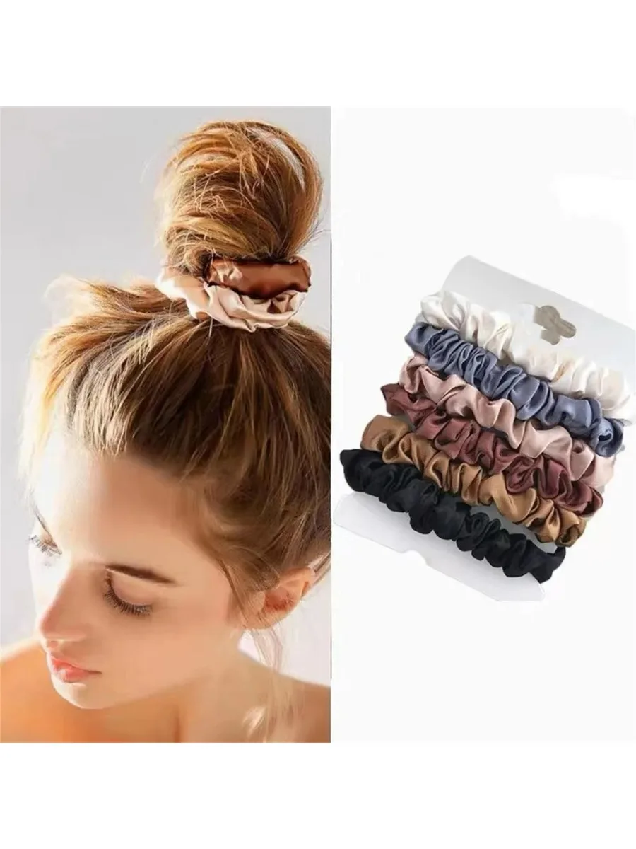 Chouchous en Satin pour femmes, 6 pièces, plus doux que les chouchous en soie pour cheveux | Chouchous en satin pour filles |