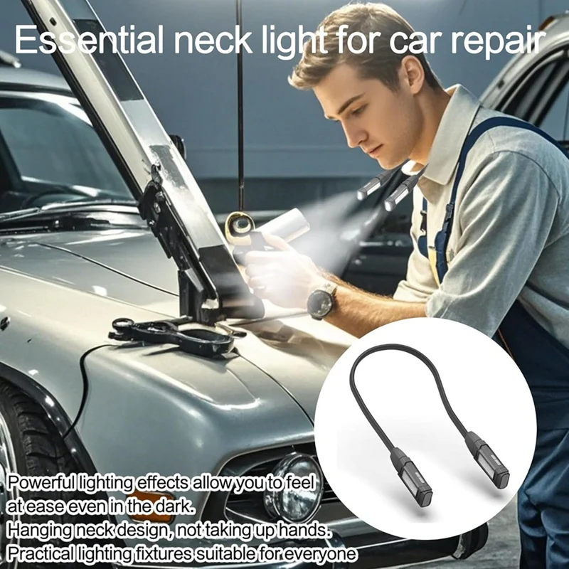 Luz para el cuello Linterna de emergencia Luz tejida Luz de libro de luz de ganchillo alrededor del cuello, Luz de trabajo recargable flexible