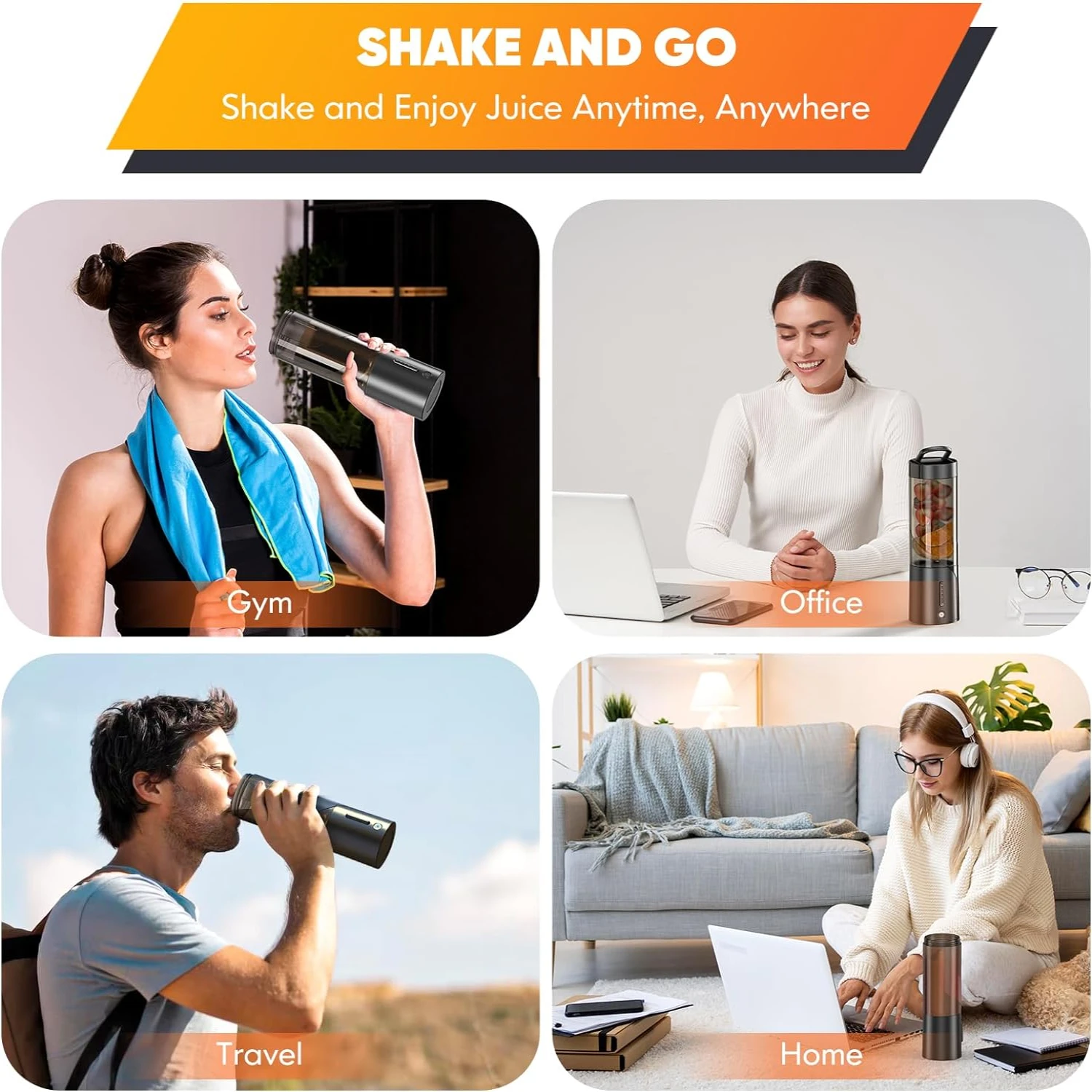 Ideal für den Einsatz unterwegs: Ultra-tragbarer Mini-Mixer mit 6 leistungsstarken Klingen für Shakes und Smoothies, Reisegröße und USB-Recha