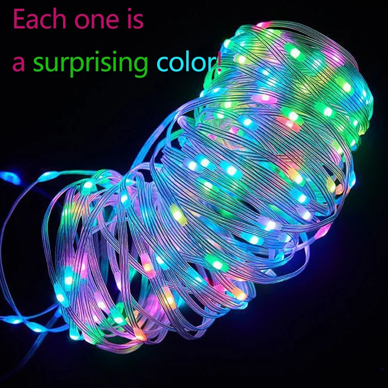 16 Million Colors RGB Color-Changing Led String Light Smart Outdoor Festoon Party Fairy Leather Line Bluetooth Music Lamp