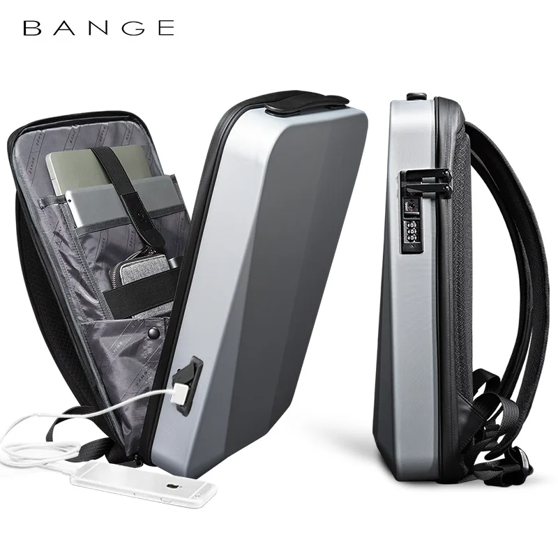 BANGE NEW Shell Design Anti-thief TSA Lock Men Backpack Waterproof 15.6 inch Laptop Bag Man Travel Bag With USB Charging