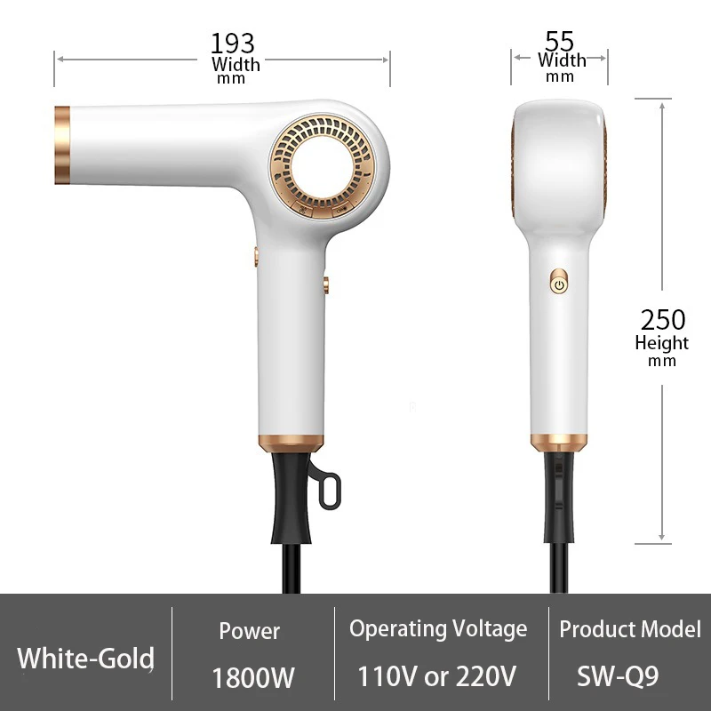 

Mini high-speed hair dryer 2000w high wind power quick-drying dual turbine side air intake low-noise electric hair dryer
