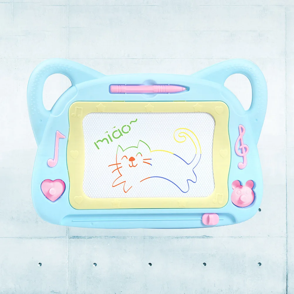 Lavagna magnetica a forma di gatto dei cartoni animati Lavagna blu per doodle Blocco per schizzi Disegno Strumento per l'apprendimento dei graffiti cancellabile per bambini