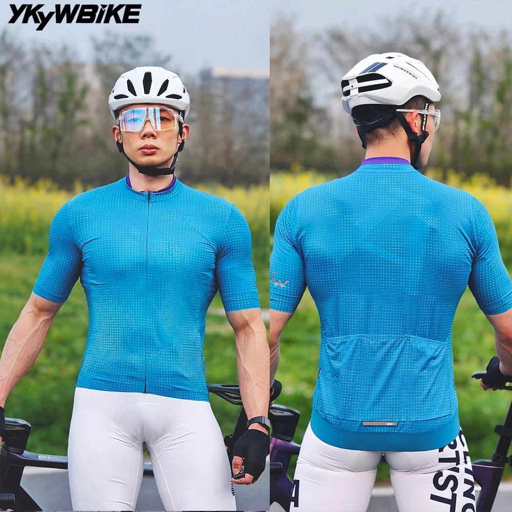 YKYW SPF 50+ Men's Short Sleeve Cycling Jersey Seamless Road Bike Shirt Bicycle Jersey MTB Summer Cycling Clothes Breathable - Image 3