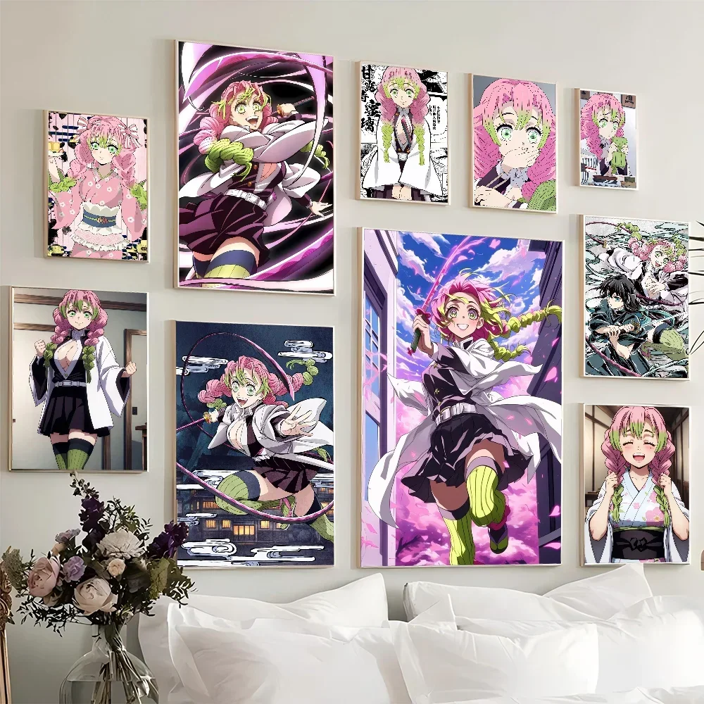 Póster de Demon Slayer Kanroji Mitsuri, carteles adhesivos de película, papel Kraft Retro, bricolaje, habitación, Bar, cafetería, pintura artística estética para pared, 1 ud.