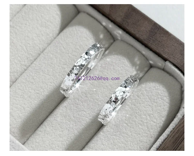 Crushed ice ice ring, female sterling silver 999 niche design, light luxury, high-end sense, closed-mouth couple