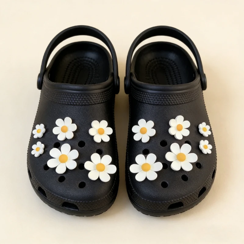 Hot sales Shoes Charms Ready To Put on White Daisy Sunflower Combination Suit Shoe Buckle Girlish Shoes Accessories