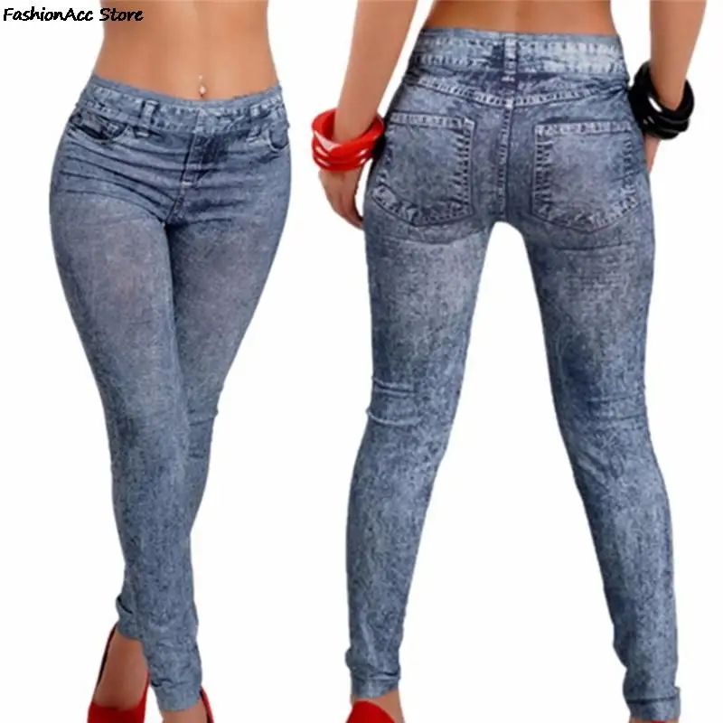 Leggings en denim avec poche pour femme, pantalon en jean slim, pantalon de fitness, bleu, noir