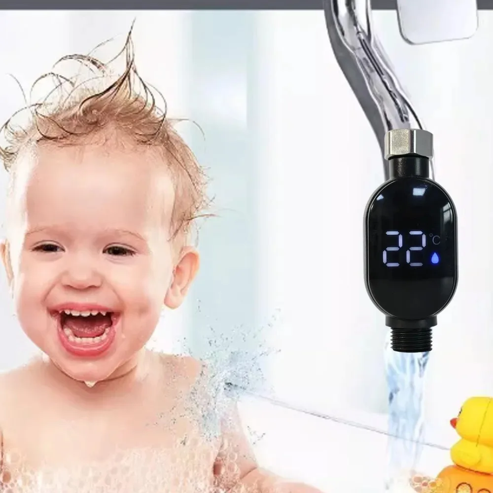LED Display Shower Water Temperature Gauge Home Waterproof 0-99℃ Water Thermometer Baby Care Bath Intelligent Temperature Meter